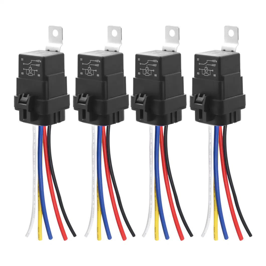 Edge Wrl-K4 4 Pack Waterproof 5-Pin 30/40A 12V Spdt Relays with Harness Sockets, Heavy Duty 12AWG Tinned Copper Wire, Automotive Marine Relays Kits